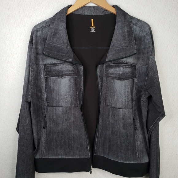 Lucy Faux Denim Look Full Zip Soft Layering Jacket Lots of Pockets Sz XL. - Picture 5 of 12